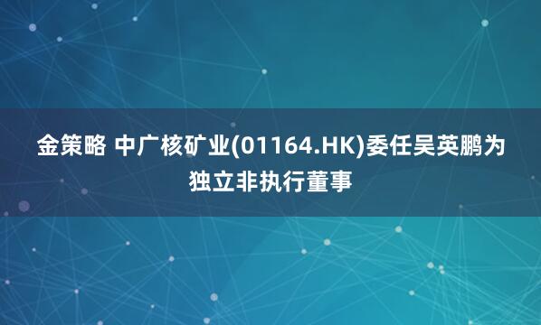 金策略 中广核矿业(01164.HK)委任吴英鹏为独立非执行董事